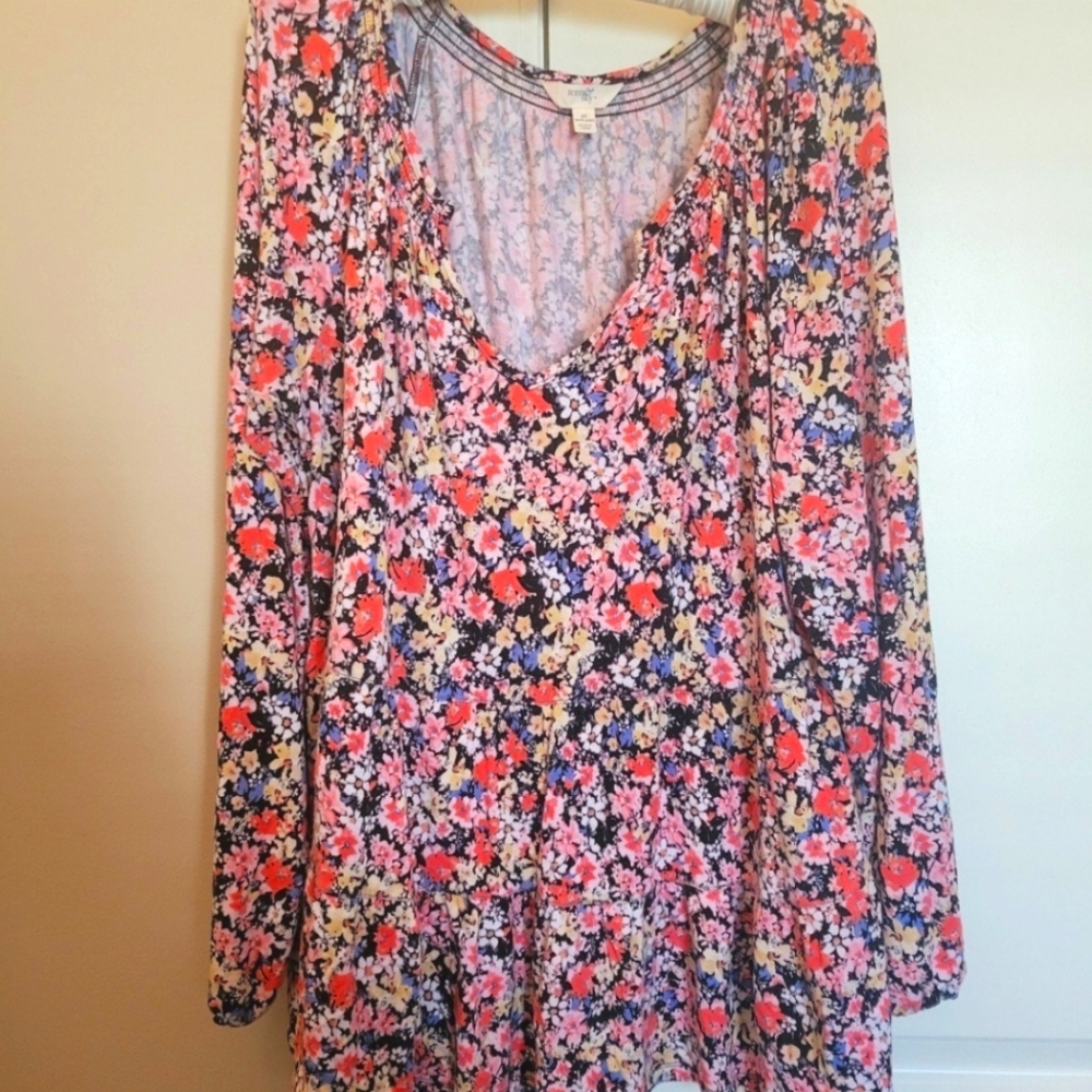 Women's Plus size Long sleeve blouse floral top 2x
